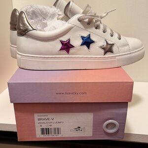White Sneakers with Star Accents